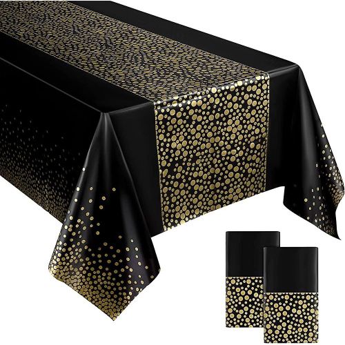 2 Pack De Nappes En Plastique Point Or Noir Pour Tables Rectangulaires 54 X 108 Pouces Acsergery Cadeau