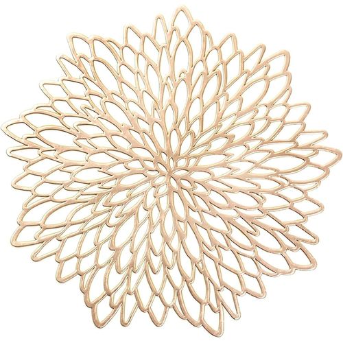 Sets De Table Feuilles Rondes Dorées De 6 - Lavables, Résistants À La Chaleur