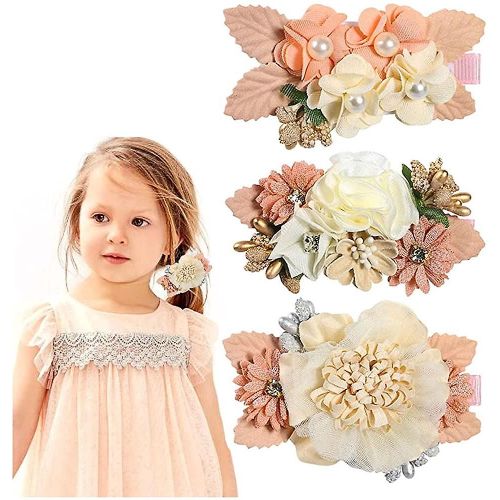 3 Pièces Flower Hair Clips, Hair Clips Girls Beautiful Flowers Set, Bébé