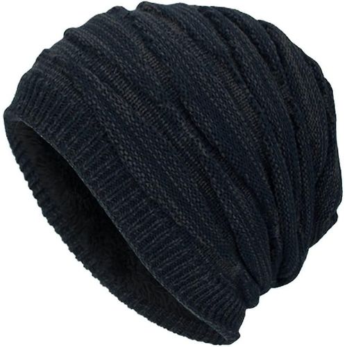 Bonnet D¿Hiver Hommes Tricot Chaud Long Slouch Skull Cap Thermal Avec Acsergery Soft Fleece Cadeau