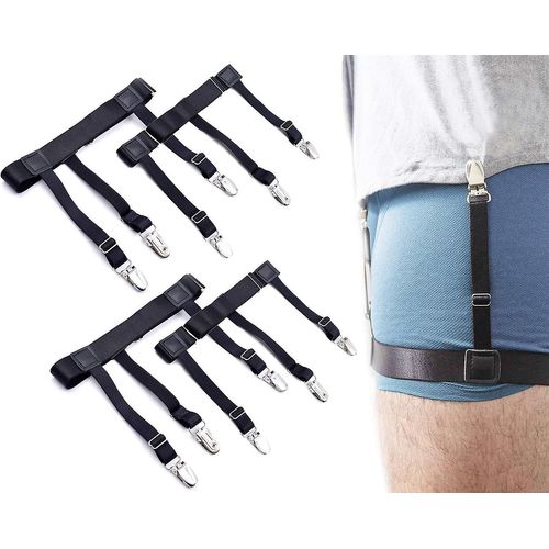 Porte-Chemises (2 Paires / 4 Pièces) Porte-Chemise Pour Hommes Pour Garder Les Chemises Rentrées, Noir