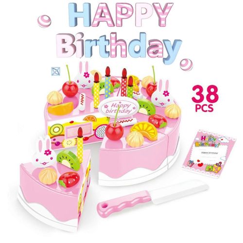 Gâteau D'anniversaire Maison De Jeu Pour Enfants 1-6 Ans Garçons Et Filles Jouets Couper Musique Son Et Musique Gâteau 38 Set