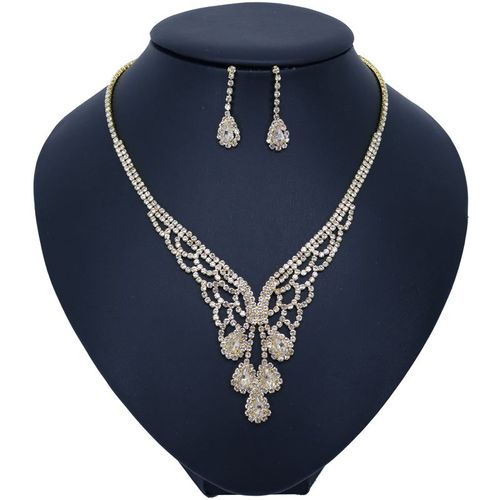Ensembles De Bijoux De Mariée En Cristal De Luxe, Imitation De Perles, Strass Plaqué Argent, Accessoires De Mariage, Collier À Breloques, Boucles D'oreilles