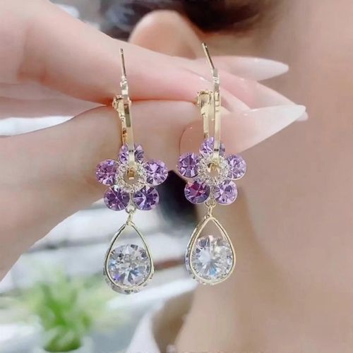 Boucles D¿Oreilles Pour Femmes Mode Créative Fleur Cristal Boucles D¿Oreilles Boucles D¿Oreilles Brillantes Avec Brillant Cubique-Strass Cubique-Zircone Merveilleux Cadeau