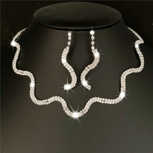Ensembles De Bijoux De Mariée En Cristal De Luxe, Imitation De Perles, Strass Plaqué Argent, Accessoires De Mariage, Collier À Breloques, Boucles D'oreilles
