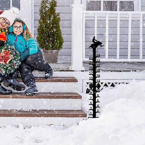 Vacances de Noël Adventskalender Snow Ruler - Règle de flocon de neige de Noël, taille de la règle de flocon de neige en métal manuelle, décoration extérieure de pluviomètre de Noël