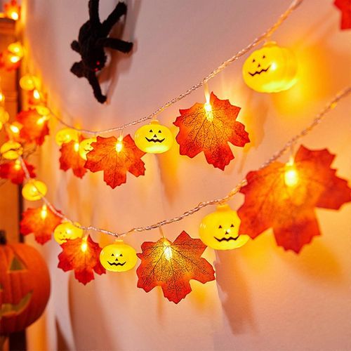 Déguisement Halloween Femme Maple Leaf Citrouille Guirlande Lumineuses Thanksgiving Halloween Noël Décoration Guirlande Lumineuses Peut Être Utilisé Pour Patio Et Chambre