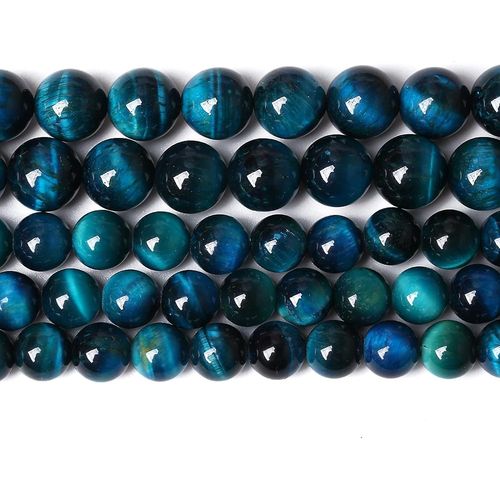 Perles Lâches De Pierres Précieuses Oeil De Tigre Bleu - Pouvoir De Guérison De Pierre D'énergie De Cristal Rond Naturel Pour La Fabrication De Bijoux (8mm, 48pcs, 15'')