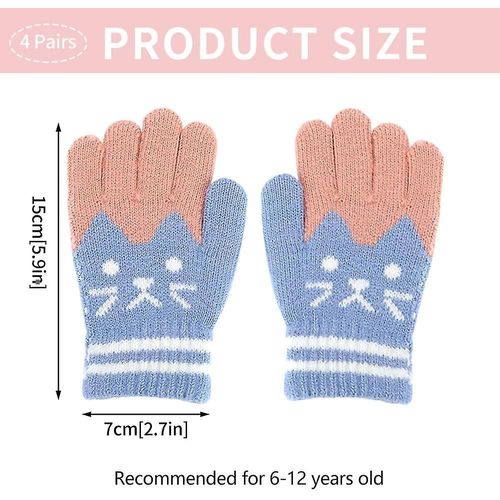 Gants D¿Hiver Pour Chats Pour Enfants - Mitaines Thermothermiques Moelleuses