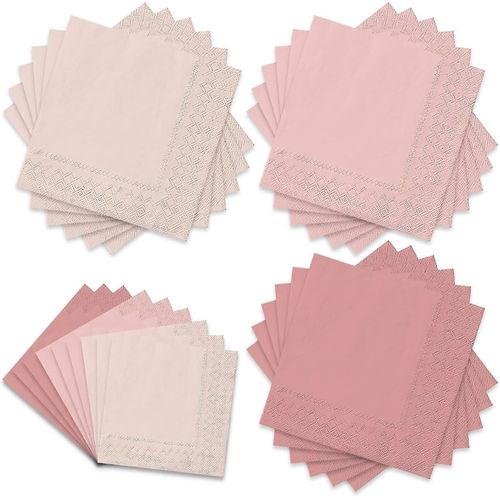 Serviettes De Table Rose Pêche 6,5 X 6,5 Pouces 3 Couleurs Serviettes De Table Thème Rose Jetable