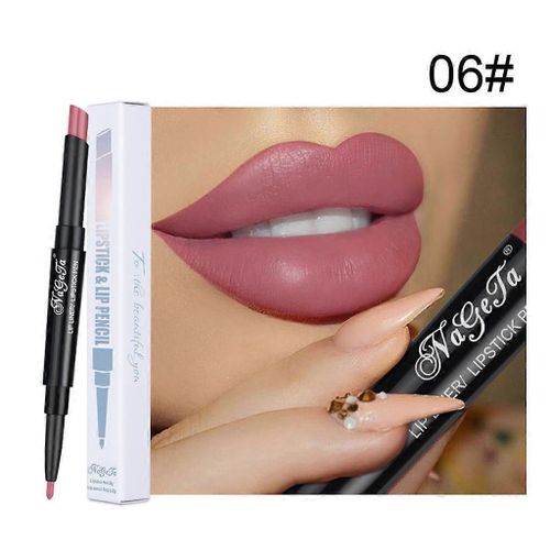 Double Long Crayon Rouge À Lèvres Pen Matte Lip Liner Maquillage 5ml 