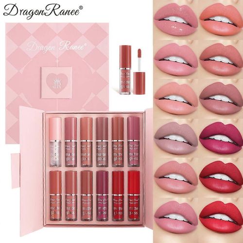 Matte Lip Gloss Lip Gloss Antistick Cup 12 Lip Gloss Set Coffret Cadeau 12x2ml 