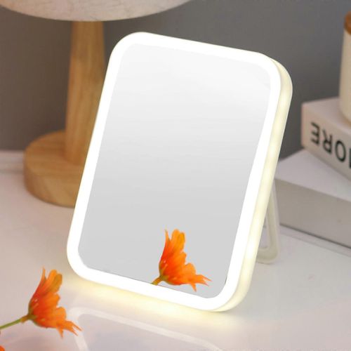 Miroir de maquillage de beauté avec led portable pliant salle de bain rasage