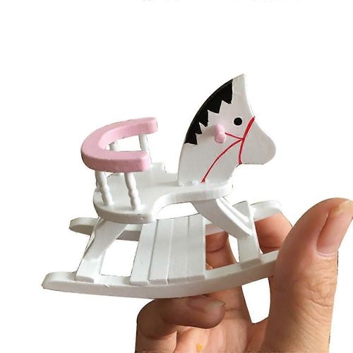 Jouets Pour Bébés Maison De Poupée Miniature En Bois Blanc À Bascule Cheval Chaise Chambre D¿Enfant Meubles 1:12