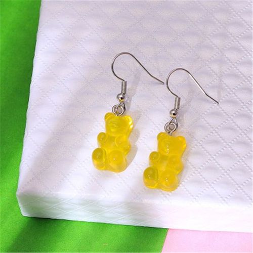 Boucles D'oreilles Pendantes D'ours De Couleur Bonbon Pour Des Femmes Et Des Filles, Boucles D'oreilles Créatives D'ours D'animal De Bande Dessinée De Bricolage, Cadeau De Bijoux De Goutte, Résine De