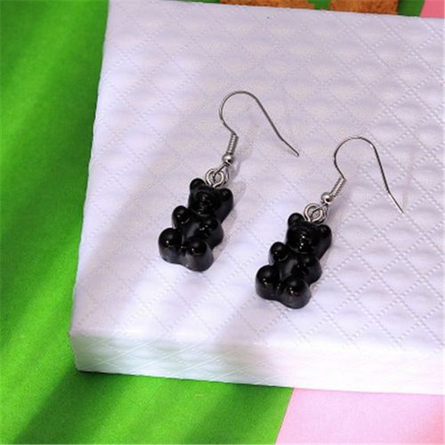 Boucles D'oreilles Pendantes D'ours De Couleur Bonbon Pour Des Femmes Et Des Filles, Boucles D'oreilles Créatives D'ours D'animal De Bande Dessinée De Bricolage, Cadeau De Bijoux De Goutte, Résine De
