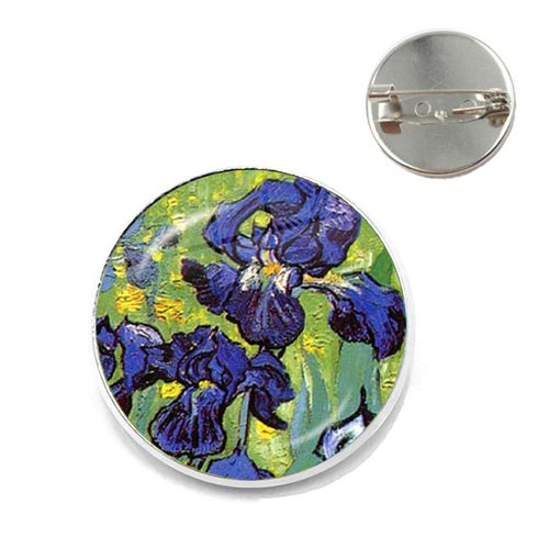 Broches Tournesol Nuit Étoilée Van Gogh Rétro Pour Hommes Et Femmes, Cabochon En Verre, Dôme, Bijoux Sac D'école, Broche Bronze, Cadeau