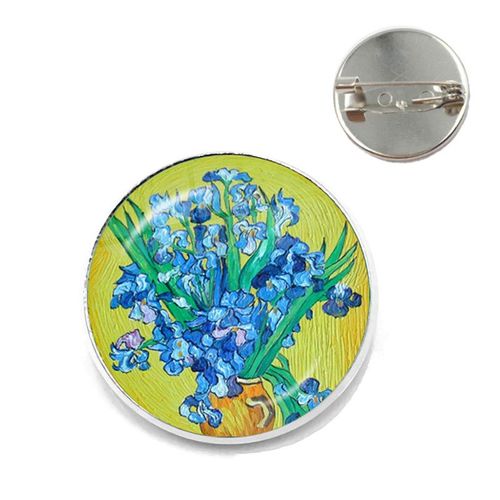 Broches Tournesol Nuit Étoilée Van Gogh Rétro Pour Hommes Et Femmes, Cabochon En Verre, Dôme, Bijoux Sac D'école, Broche Bronze, Cadeau