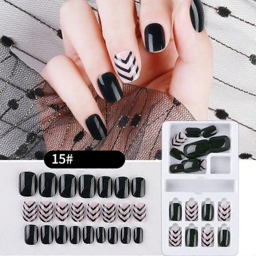 L¿Été, Je Suis Devenu Joli 24pcs Faux Ongles Réutilisable Stick On Nails Press On Full Cover False Nail Tips 