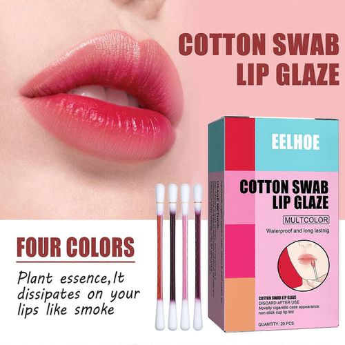 20pcs Coton-Tige Matte Box Lip Gloss Coton-Tige Portable Lip Gloss, Coton-Tige Lip Glaze, Ciggy Case Lip Brush Lip Liquid 