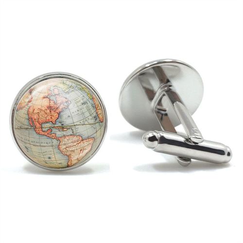 Lèvent De Manchette Globe Earth Pour Hommes, Bouton De Manchette, Argent, Prairie, Couleur Bronze, Chemise Homme Gentleman, Boutons De Manchette De Mariage, Mode, Cadeaux