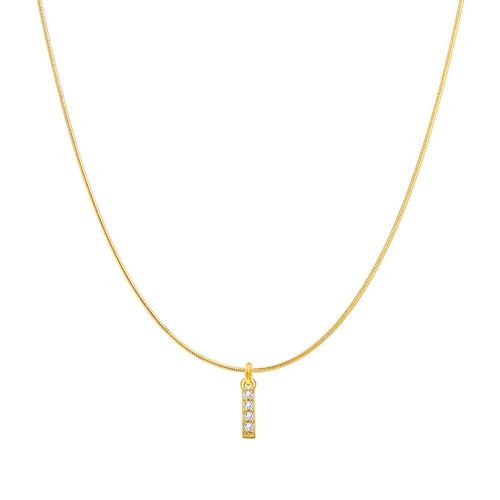 Collier À Maillons Longs En Acier Inoxydable Pour Femme, Pendentif Avec Initiale De Nom, Micro Pavé, Lettre, Document En Or