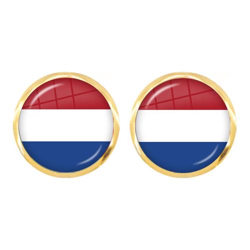 Boucles D'oreilles Cabochon En Verre National, Union Soviétique, Brésil, Canada, Pays-Bas, Israël, Syrie, Venezuela, États-Unis, Espagne