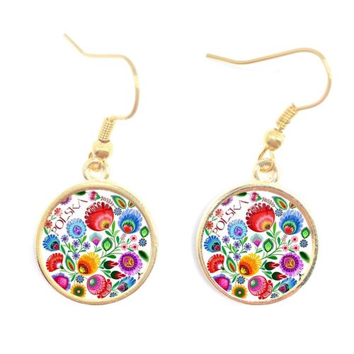 Cabochon En Verre Poli, Boucles D'oreilles Ethniques, Bijoux Modernes, Élément De Coupe De Papier, Fleur Bronze, Cadeau Pour Femmes Et Filles
