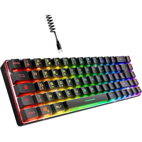 2024 Nouveau - K208 Clavier Gamer Filaire Tkl Compact (Français Azerty) 69 Touches Rgb - Câble Usb Type C Détachable Plug & Play - Pc/Ps4/Ps5/Xbox - 23 Touches Anti-Ghosting[Gam150018]