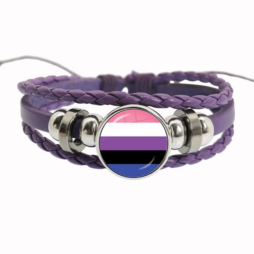 Bracelet Arc-En-Ciel Lgbt Pour Lesbiennes, Gay Pride, Bracelet Tissé En Cuir Violet, Style Rétro Punk, Navire Chia, Bracelet Pour Couple, Bijoux Pour Amoureux