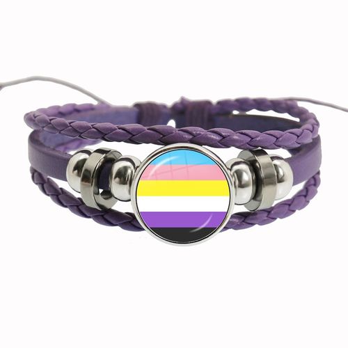 Bracelet Arc-En-Ciel Lgbt Pour Lesbiennes, Gay Pride, Bracelet Tissé En Cuir Violet, Style Rétro Punk, Navire Chia, Bracelet Pour Couple, Bijoux Pour Amoureux