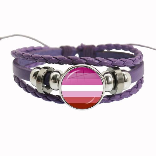 Bracelet Arc-En-Ciel Lgbt Pour Lesbiennes, Gay Pride, Bracelet Tissé En Cuir Violet, Style Rétro Punk, Navire Chia, Bracelet Pour Couple, Bijoux Pour Amoureux