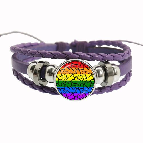 Bracelet Arc-En-Ciel Lgbt Pour Lesbiennes, Gay Pride, Bracelet Tissé En Cuir Violet, Style Rétro Punk, Navire Chia, Bracelet Pour Couple, Bijoux Pour Amoureux