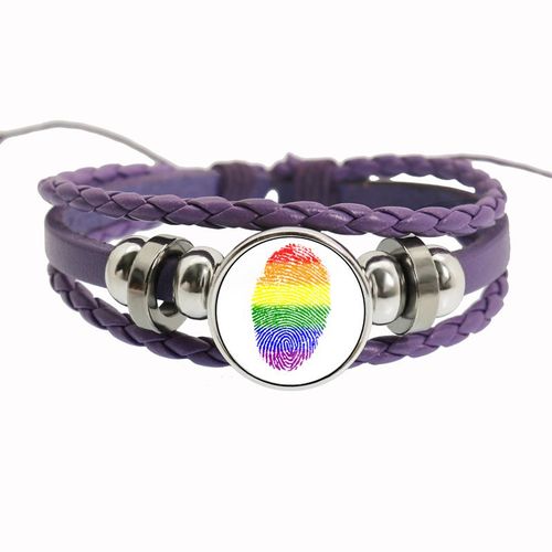 Bracelet Arc-En-Ciel Lgbt Pour Lesbiennes, Gay Pride, Bracelet Tissé En Cuir Violet, Style Rétro Punk, Navire Chia, Bracelet Pour Couple, Bijoux Pour Amoureux