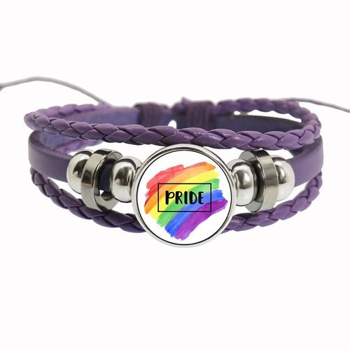Bracelet Arc-En-Ciel Lgbt Pour Lesbiennes, Gay Pride, Bracelet Tissé En Cuir Violet, Style Rétro Punk, Navire Chia, Bracelet Pour Couple, Bijoux Pour Amoureux
