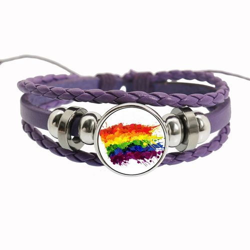 Bracelet Arc-En-Ciel Lgbt Pour Lesbiennes, Gay Pride, Bracelet Tissé En Cuir Violet, Style Rétro Punk, Navire Chia, Bracelet Pour Couple, Bijoux Pour Amoureux