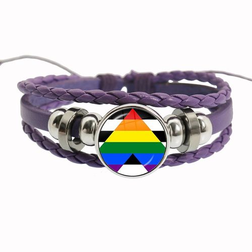 Bracelet Arc-En-Ciel Lgbt Pour Lesbiennes, Gay Pride, Bracelet Tissé En Cuir Violet, Style Rétro Punk, Navire Chia, Bracelet Pour Couple, Bijoux Pour Amoureux