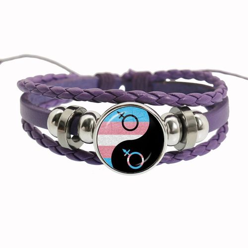 Bracelet Arc-En-Ciel Lgbt Pour Lesbiennes, Gay Pride, Bracelet Tissé En Cuir Violet, Style Rétro Punk, Navire Chia, Bracelet Pour Couple, Bijoux Pour Amoureux