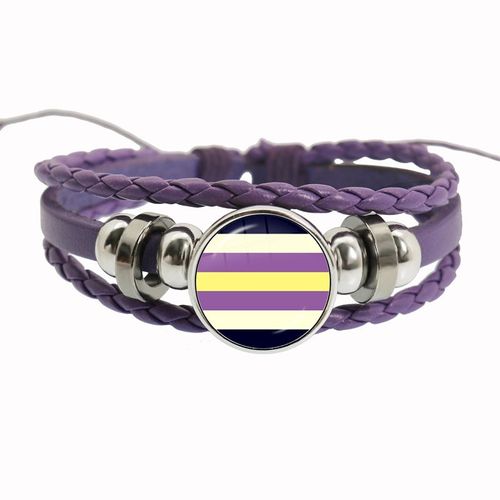 Bracelet Arc-En-Ciel Lgbt Pour Lesbiennes, Gay Pride, Bracelet Tissé En Cuir Violet, Style Rétro Punk, Navire Chia, Bracelet Pour Couple, Bijoux Pour Amoureux