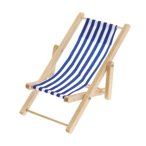 Chaises Longues De Plage Miniature, 6,5 X 11 Cm Pour Le Monde Des Lutins - Rico Design Bleu Et Blanc