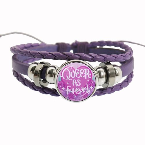 Bracelet Arc-En-Ciel Lgbt Pour Lesbiennes, Gay Pride, Bracelet Tissé En Cuir Violet, Style Rétro Punk, Navire Chia, Bracelet Pour Couple, Bijoux Pour Amoureux