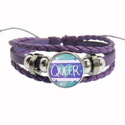 Bracelet Arc-En-Ciel Lgbt Pour Lesbiennes, Gay Pride, Bracelet Tissé En Cuir Violet, Style Rétro Punk, Navire Chia, Bracelet Pour Couple, Bijoux Pour Amoureux