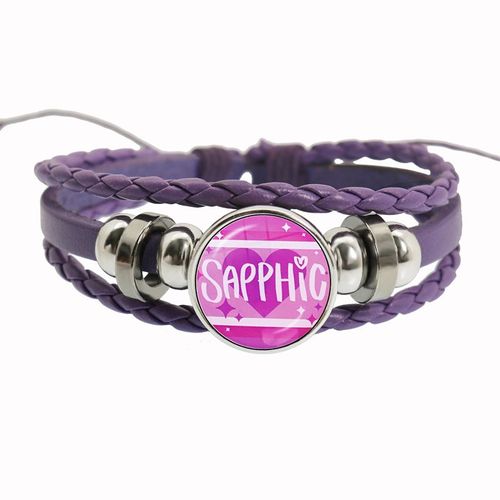 Bracelet Arc-En-Ciel Lgbt Pour Lesbiennes, Gay Pride, Bracelet Tissé En Cuir Violet, Style Rétro Punk, Navire Chia, Bracelet Pour Couple, Bijoux Pour Amoureux