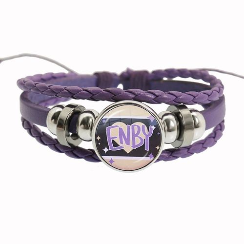 Bracelet Arc-En-Ciel Lgbt Pour Lesbiennes, Gay Pride, Bracelet Tissé En Cuir Violet, Style Rétro Punk, Navire Chia, Bracelet Pour Couple, Bijoux Pour Amoureux