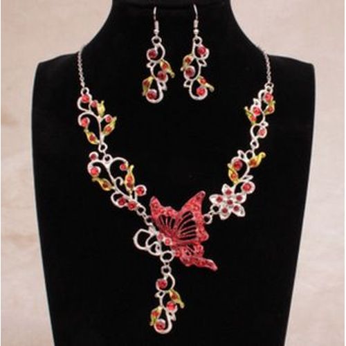 Ensemble De Bijoux De Mariage Pour Femmes Et Filles, Biscuits, Plaqué Argent, Papillon, Tour De Cou, Collier, Boucles D'oreilles, Mariée
