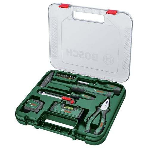 Bosch Set d'outils a main « Universal » 17 pieces (kit d'outils de réparation polyvalent pour travaux a domicile)