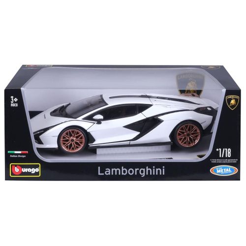 Véhicules Miniatures Die Cast 1/18 Lamborghini Sian Hybride - Blanche Et Noire