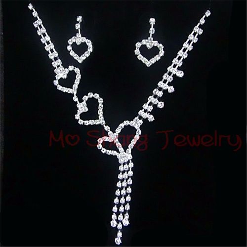 Ensemble De Bijoux Avec Biscuits En Cristal Blanc Plaqué Argent, Collier En V, Boucles D'oreilles, Bijoux De Rh, Fête Formelle, Mode La Plus Récente, 2020