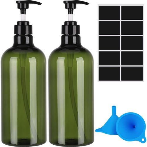 2 Pièces 1000 Ml Distributeur De Savon,Flacons Vides À Pompe À Pression Rechargeable,Bouteilles Vide Plastique Pour Savon Shampoing Lotion Douche[X148]