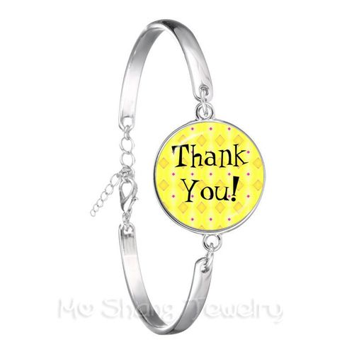 Bracelet De Remerciement À La Mode Pour Enseignant, Motif De C¿Ur Rouge, En Verre Plaqué Argent, Pour Femmes Et Hommes, Cadeaux De Thanksgiving
